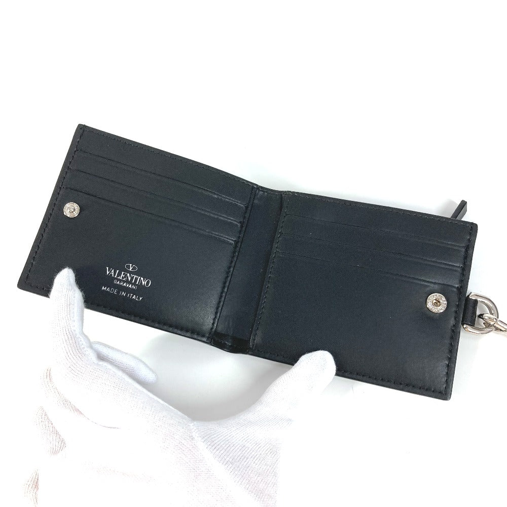 VALENTINO VLTNロゴ ネックウォレット 財布 小銭入れ ストラップ付 2つ折り財布 レザー レディース ブラック