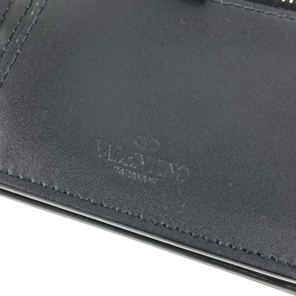 VALENTINO VLTNロゴ ネックウォレット 財布 小銭入れ ストラップ付 2つ折り財布 レザー レディース ブラック