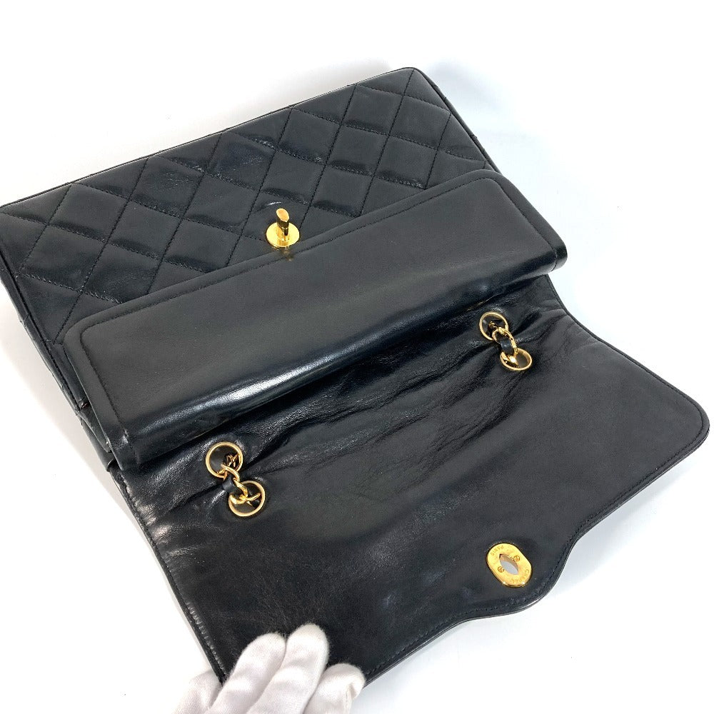 CHANEL マトラッセ キルティング CC ココマーク パリ限定 マトラッセ28 カバン バッグ Wチェーン 斜め掛け フラップ ショルダーバッグ ラムスキン レディース ブラック