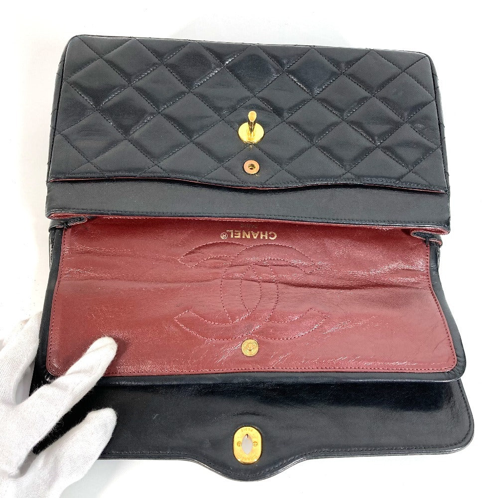 CHANEL マトラッセ キルティング CC ココマーク パリ限定 マトラッセ28 カバン バッグ Wチェーン 斜め掛け フラップ ショルダーバッグ ラムスキン レディース ブラック