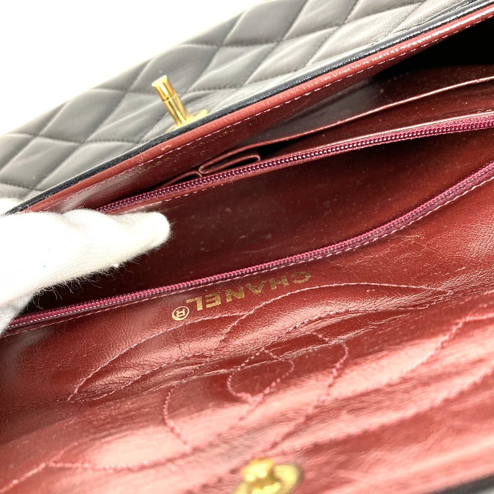 CHANEL マトラッセ キルティング CC ココマーク パリ限定 マトラッセ28 カバン バッグ Wチェーン 斜め掛け フラップ ショルダーバッグ ラムスキン レディース ブラック