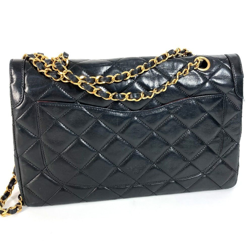 CHANEL マトラッセ キルティング CC ココマーク パリ限定 マトラッセ28 カバン バッグ Wチェーン 斜め掛け フラップ ショルダーバッグ ラムスキン レディース ブラック