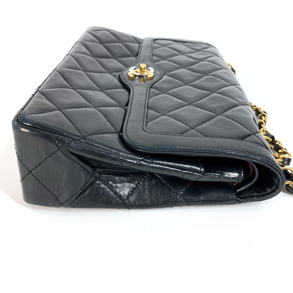 CHANEL マトラッセ キルティング CC ココマーク パリ限定 マトラッセ28 カバン バッグ Wチェーン 斜め掛け フラップ ショルダーバッグ ラムスキン レディース ブラック