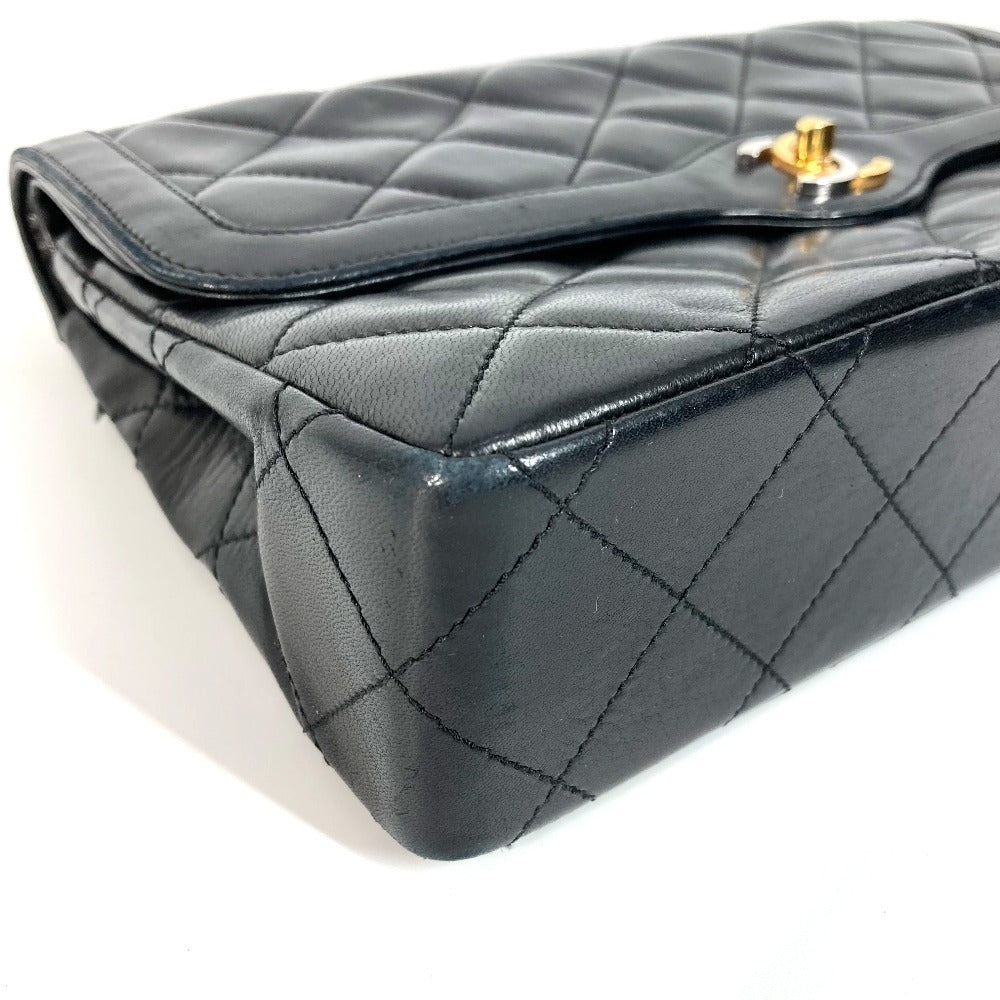 CHANEL マトラッセ キルティング CC ココマーク パリ限定 マトラッセ28 カバン バッグ Wチェーン 斜め掛け フラップ ショルダーバッグ ラムスキン レディース ブラック