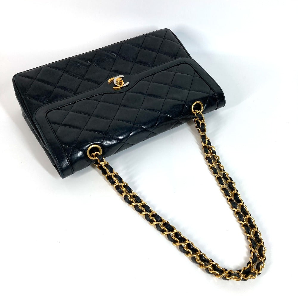 CHANEL マトラッセ キルティング CC ココマーク パリ限定 マトラッセ28 カバン バッグ Wチェーン 斜め掛け フラップ ショルダーバッグ ラムスキン レディース ブラック