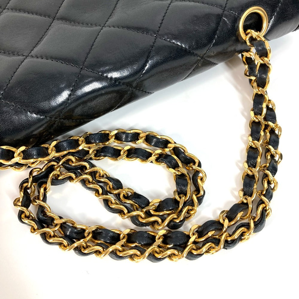 CHANEL マトラッセ キルティング CC ココマーク パリ限定 マトラッセ28 カバン バッグ Wチェーン 斜め掛け フラップ ショルダーバッグ ラムスキン レディース ブラック