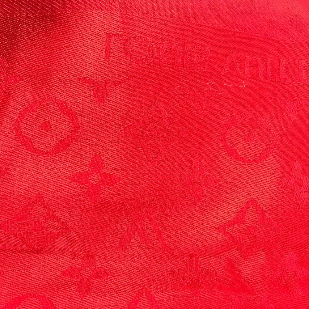 LOUIS VUITTON モノグラム ストール マフラー フリンジ ショール ウール レディース レッド