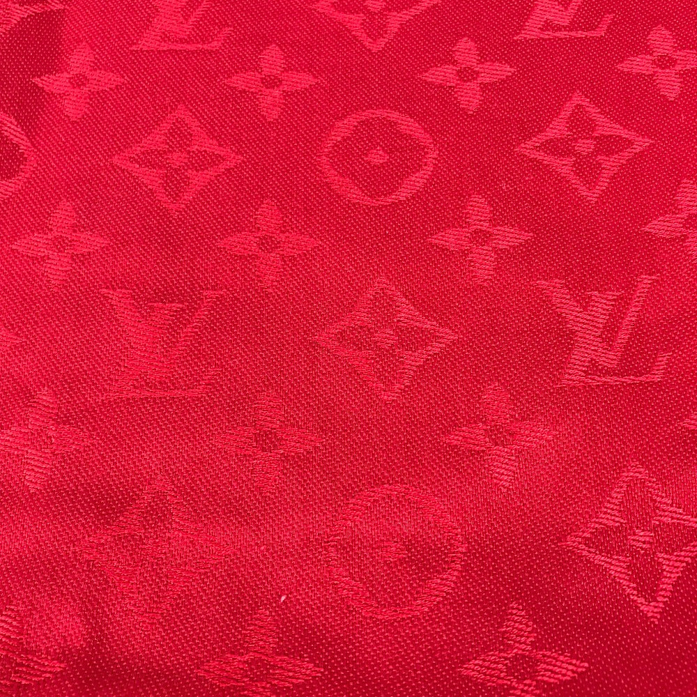 LOUIS VUITTON モノグラム ストール マフラー フリンジ ショール ウール レディース レッド
