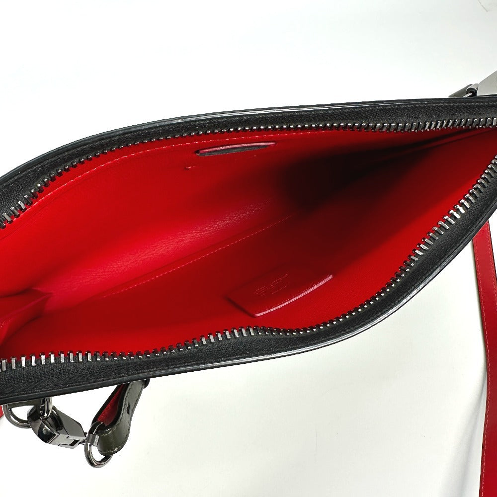 Christian Louboutin ロゴ 2WAYバッグ ポシェット クラッチバッグ ショルダーバッグ レザー ユニセックス カーキ