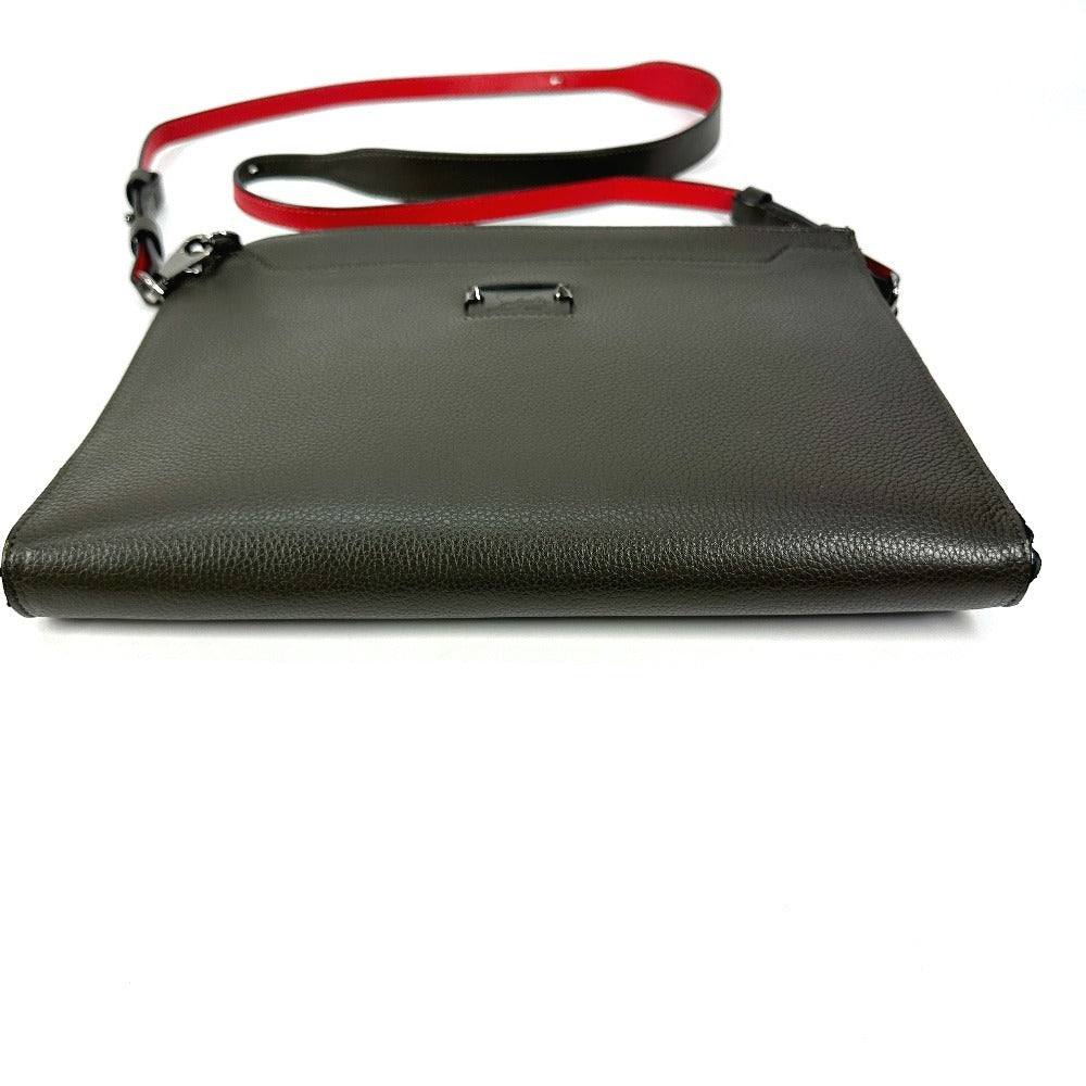 Christian Louboutin ロゴ 2WAYバッグ ポシェット クラッチバッグ ショルダーバッグ レザー ユニセックス カーキ