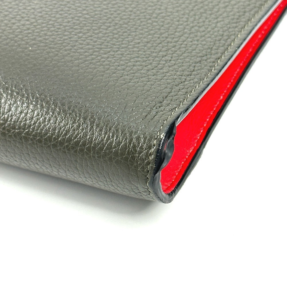 Christian Louboutin ロゴ 2WAYバッグ ポシェット クラッチバッグ ショルダーバッグ レザー ユニセックス カーキ