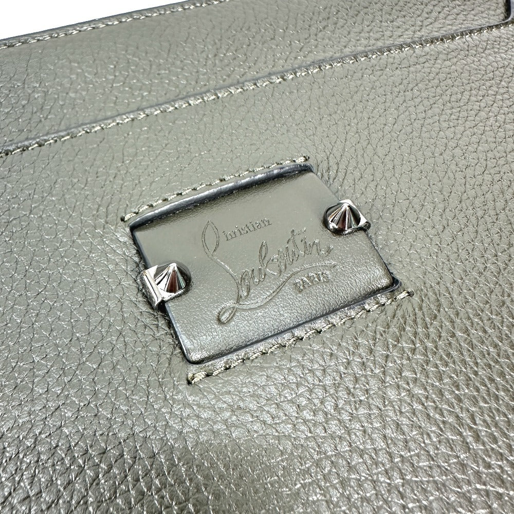 Christian Louboutin ロゴ 2WAYバッグ ポシェット クラッチバッグ ショルダーバッグ レザー ユニセックス カーキ
