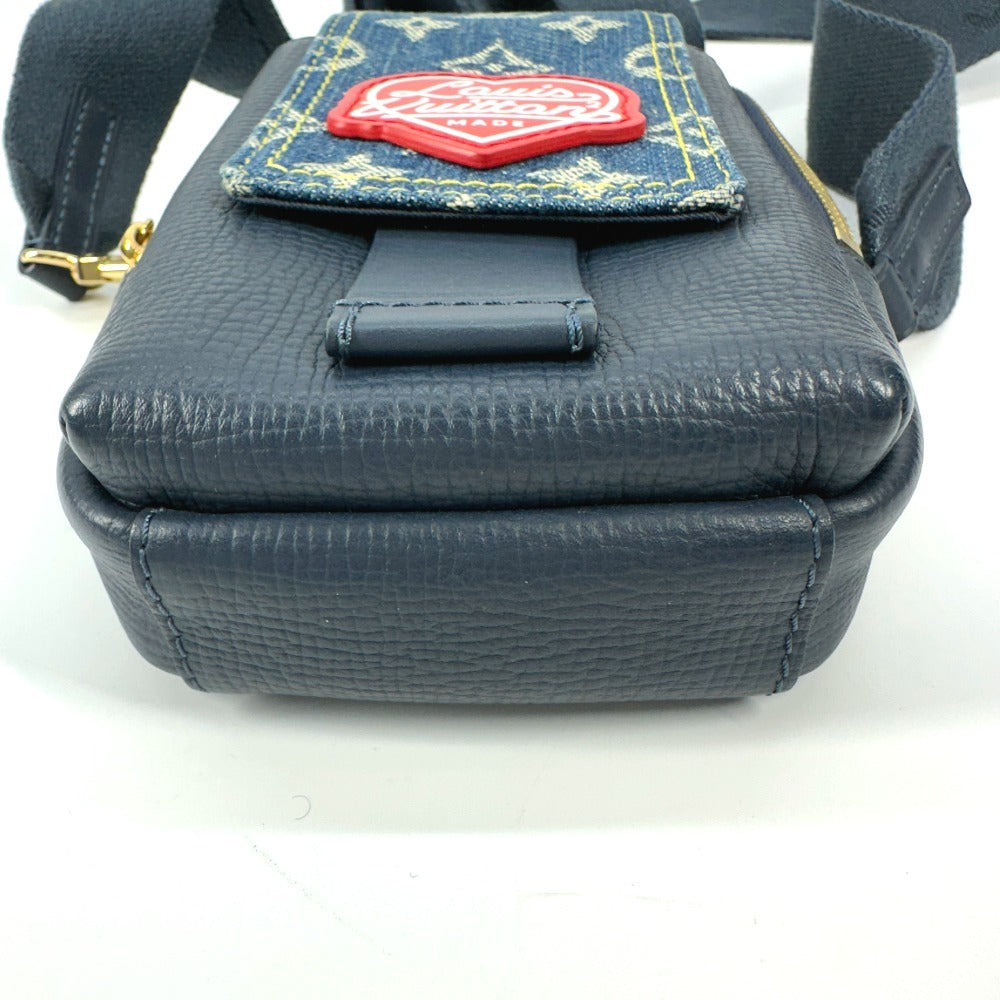LOUIS VUITTON M81060 モノグラム デニム NIGOコラボ ダブル フォンポーチ カバン ポシェット 斜め掛け ショルダーバッグ デニム ユニセックス ブルー