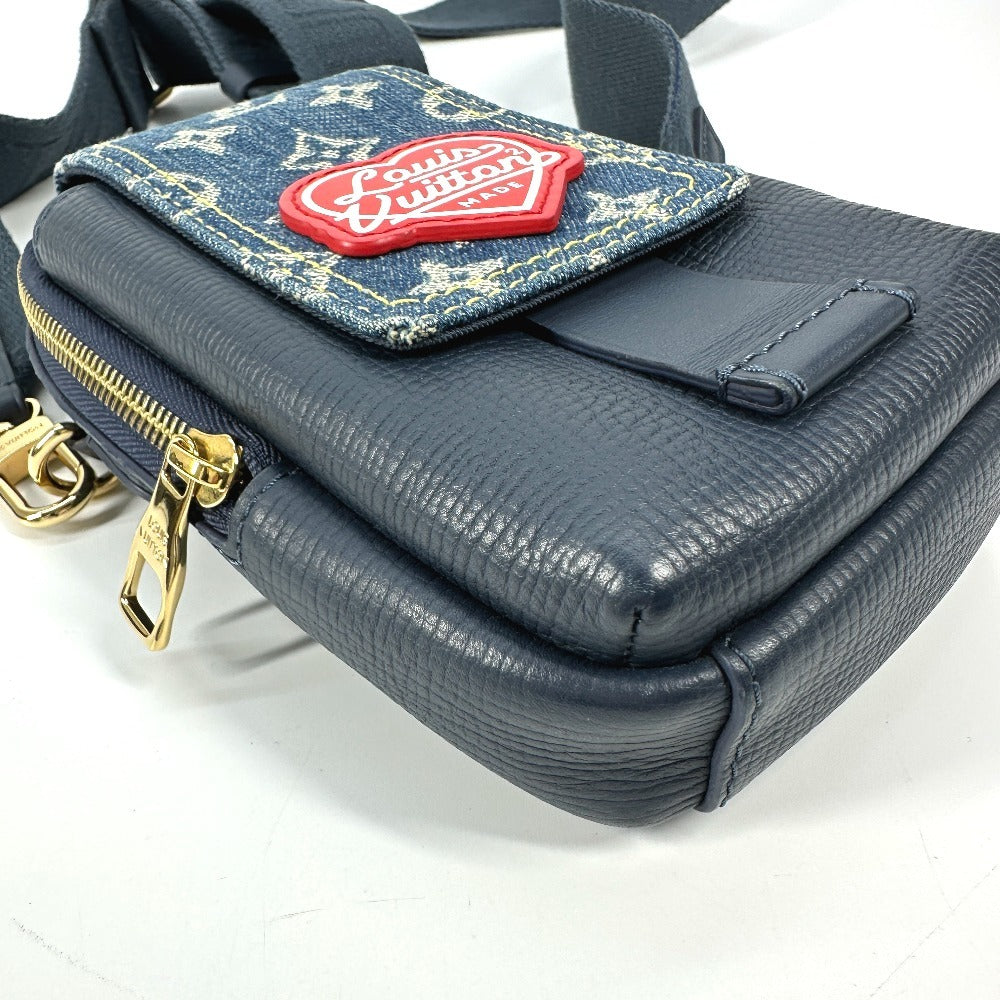 LOUIS VUITTON M81060 モノグラム デニム NIGOコラボ ダブル フォンポーチ カバン ポシェット 斜め掛け ショルダーバッグ デニム ユニセックス ブルー