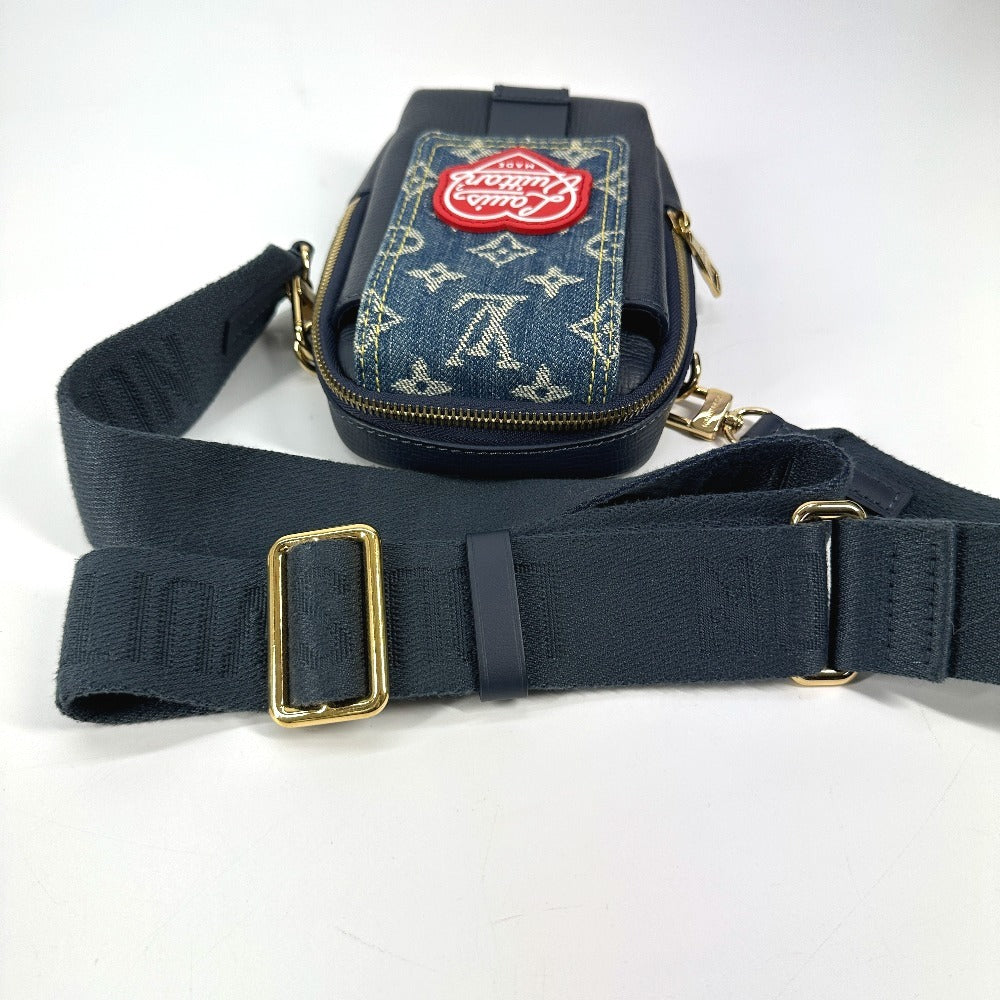 LOUIS VUITTON M81060 モノグラム デニム NIGOコラボ ダブル フォンポーチ カバン ポシェット 斜め掛け ショルダーバッグ デニム ユニセックス ブルー