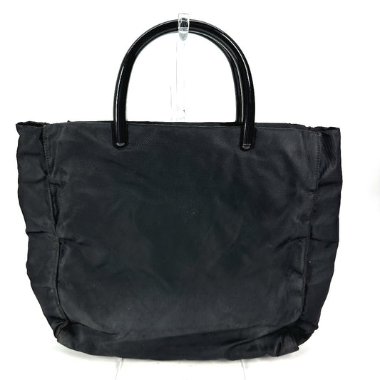 PRADA トライアングルロゴ 三角ロゴ プレート プラスチックハンドル カバン トートバッグ ハンドバッグ ナイロン ユニセックス ブラック