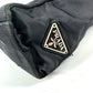 Prada Triangle Logo Plaque Tote Bag with Plastic Handles, Nylon, Unisex, Black