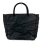 Prada Triangle Logo Plaque Tote Bag with Plastic Handles, Nylon, Unisex, Black