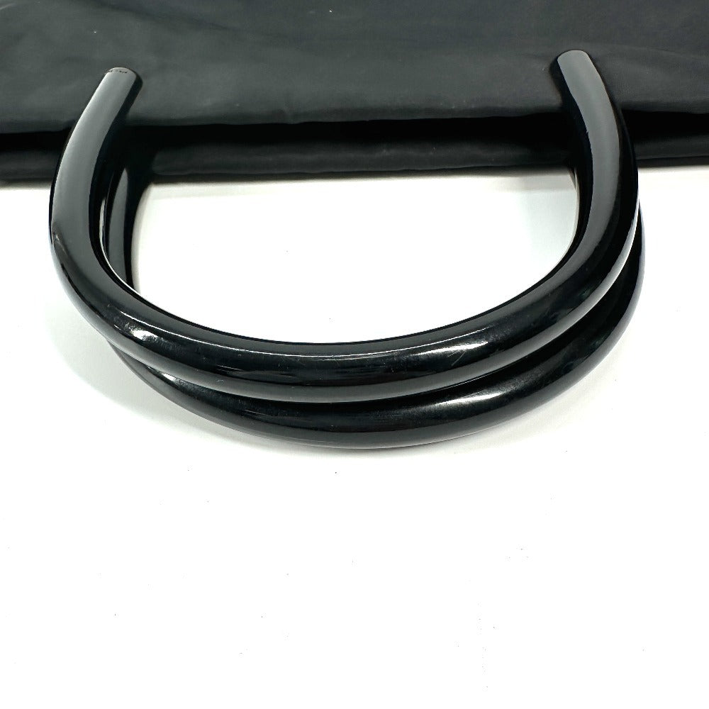 Prada Triangle Logo Plaque Tote Bag with Plastic Handles, Nylon, Unisex, Black