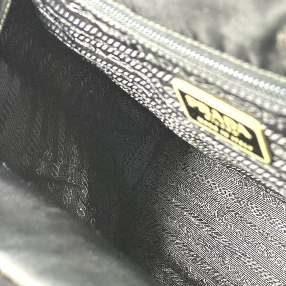 Prada Triangle Logo Plaque Tote Bag with Plastic Handles, Nylon, Unisex, Black