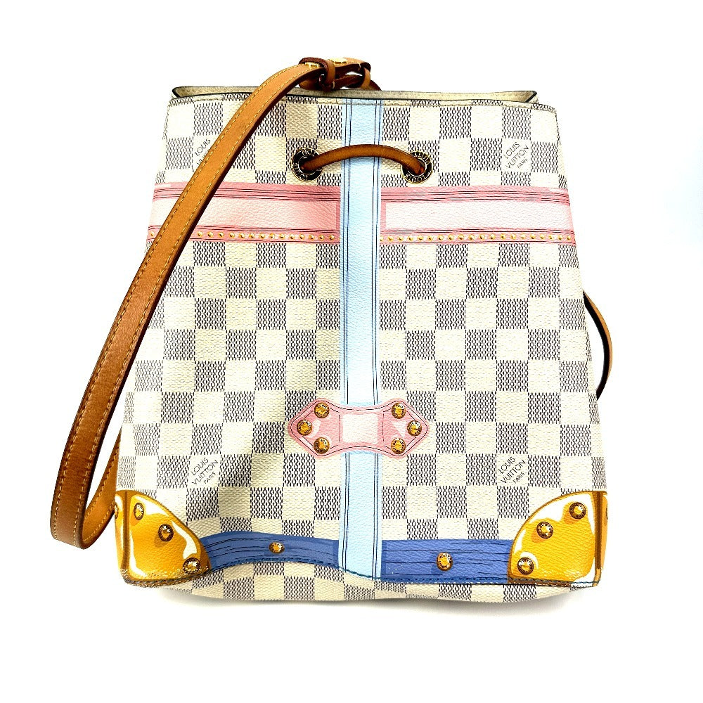 LOUIS VUITTON N41066 Damier Azur Summer Trunk NeoNoe Bag, 2-Way Bag, Crossbody Bag, Drawstring Bag, Bucket-Shaped Shoulder Bag, Damier Azur Canvas, Unisex, White
