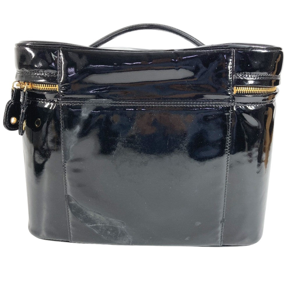 CHANEL Vintage CC Coco Mark Vanity Bag, 2-Way Shoulder Bag, Handbag, Patent Leather, Women's, Black