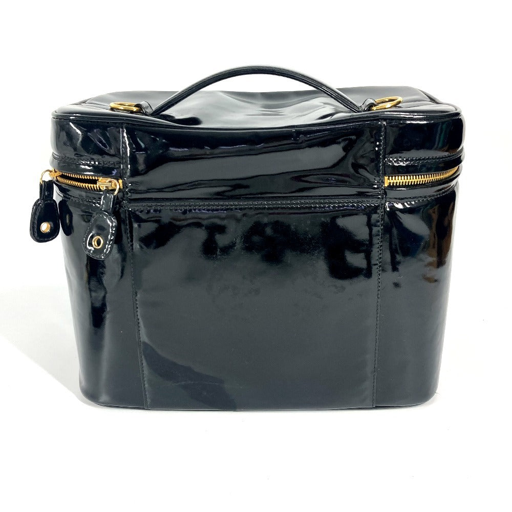 CHANEL ヴィンテージ CC ココマーク バニティバッグ 2WAYバッグ ショルダーバッグ カバン 肩掛け ハンドバッグ パテントレザー レディース ブラック