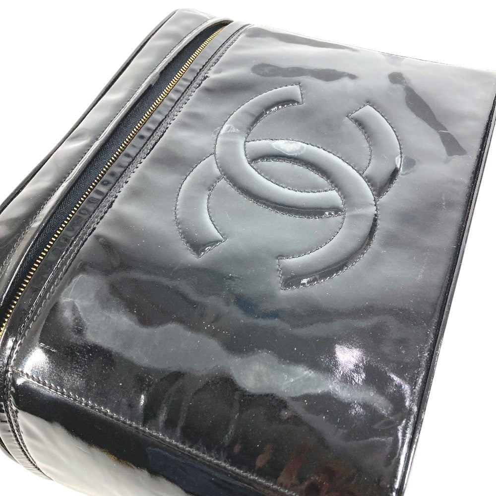 CHANEL Vintage CC Coco Mark Vanity Bag, 2-Way Shoulder Bag, Handbag, Patent Leather, Women's, Black