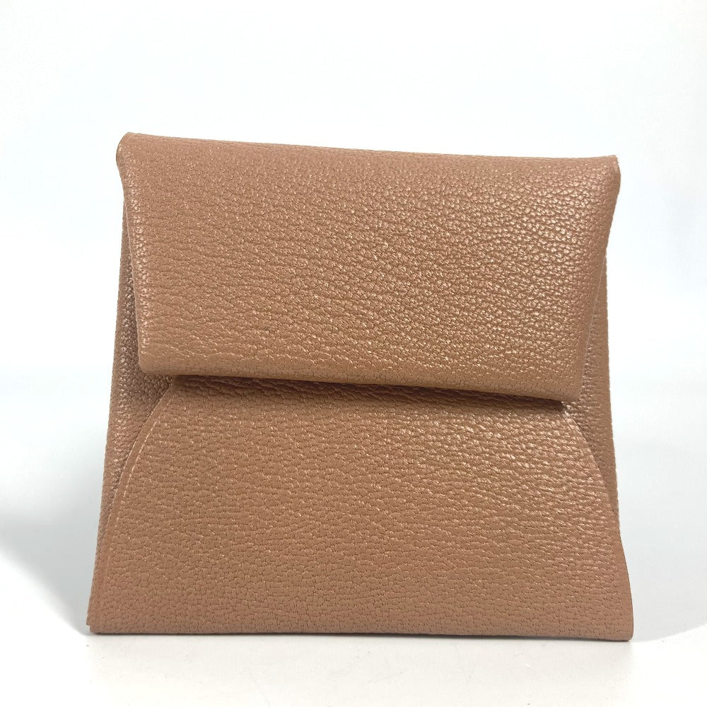 HERMES バイカラー バスティア ヴェルソ 財布 小銭入れ スクエア コインケース シェーブル ユニセックス ケブラコ/モーヴシルベストル ブラウン
