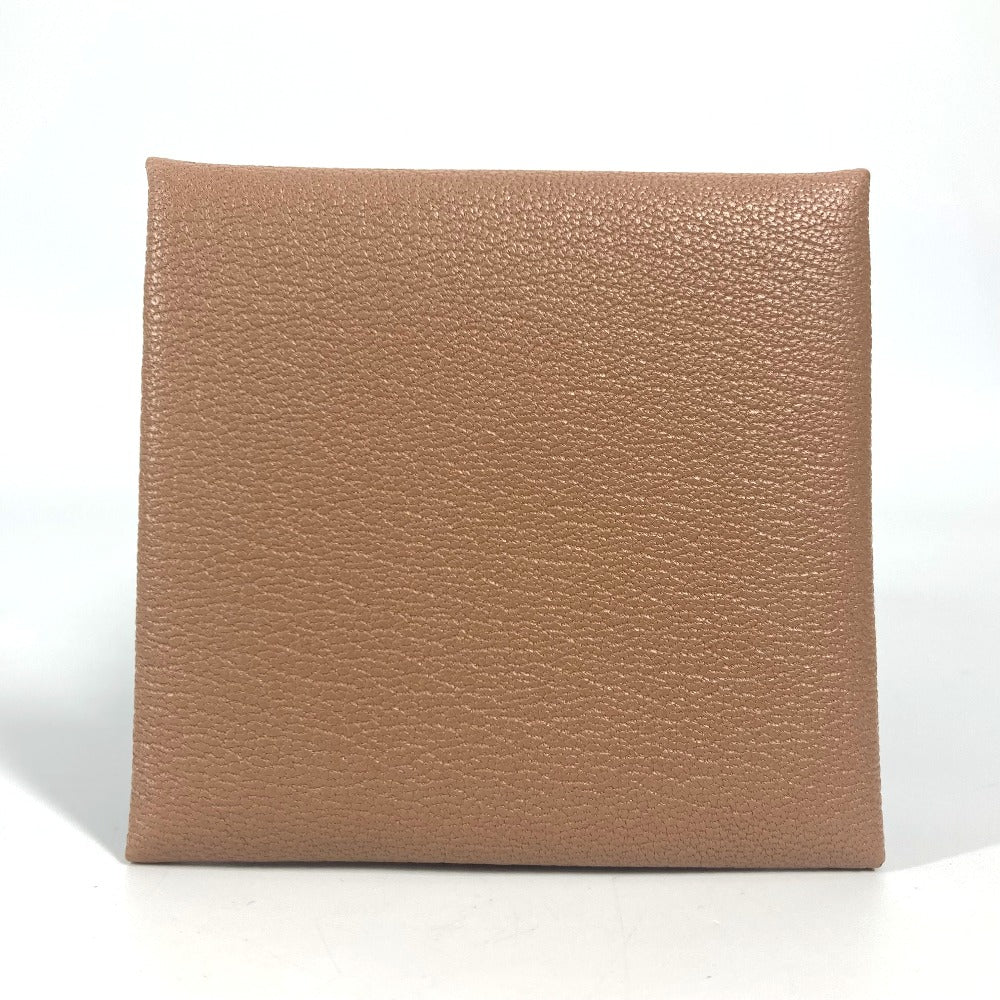 HERMES バイカラー バスティア ヴェルソ 財布 小銭入れ スクエア コインケース シェーブル ユニセックス ケブラコ/モーヴシルベストル ブラウン