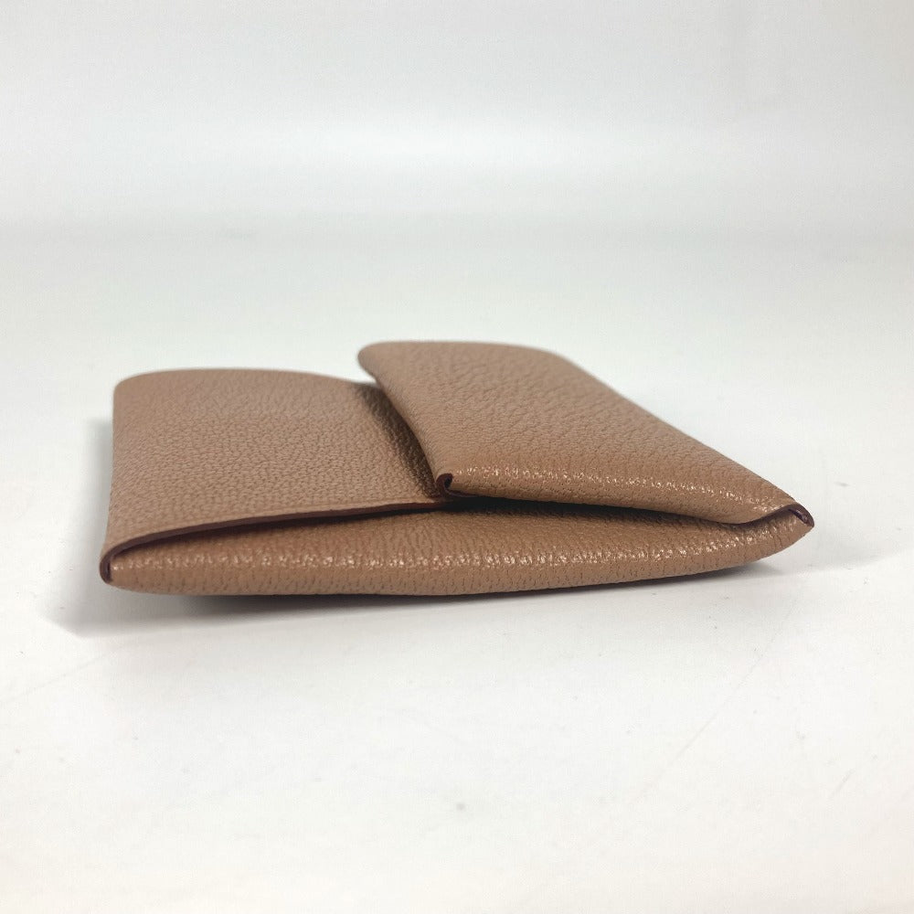 HERMES バイカラー バスティア ヴェルソ 財布 小銭入れ スクエア コインケース シェーブル ユニセックス ケブラコ/モーヴシルベストル ブラウン