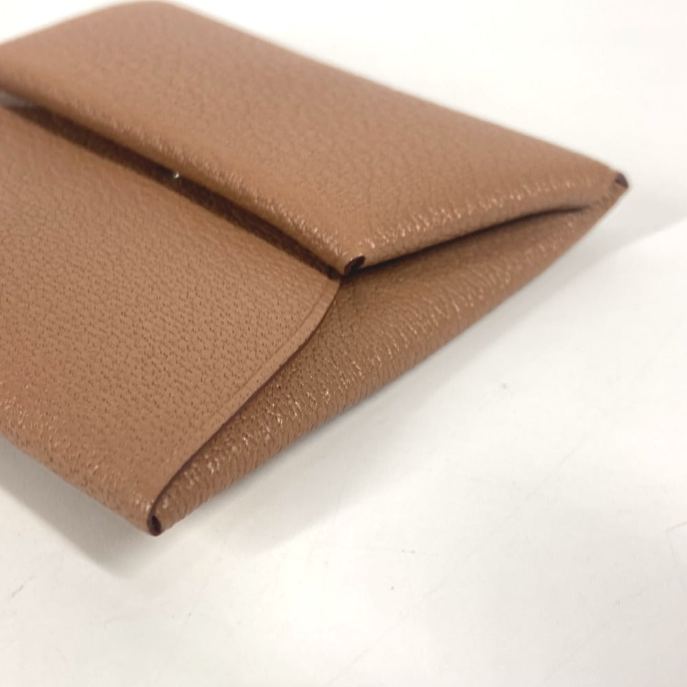 HERMES バイカラー バスティア ヴェルソ 財布 小銭入れ スクエア コインケース シェーブル ユニセックス ケブラコ/モーヴシルベストル ブラウン