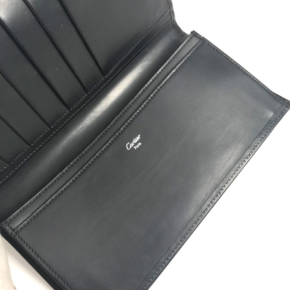 CARTIER マストライン ロゴ 札入れ 小物 財布 二つ折り ロングウォレット 長財布 レザー ユニセックス ブラック