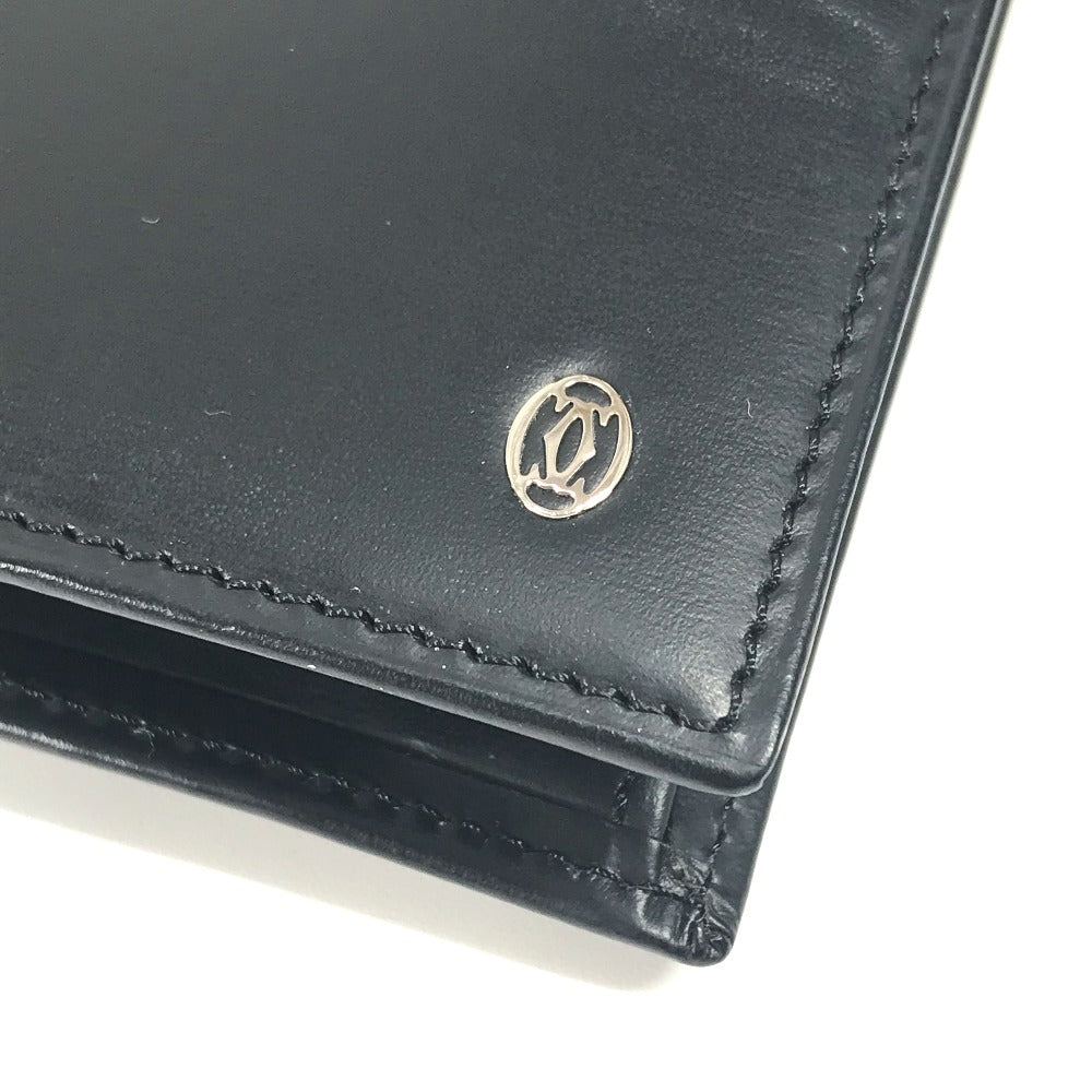 CARTIER マストライン ロゴ 札入れ 小物 財布 二つ折り ロングウォレット 長財布 レザー ユニセックス ブラック