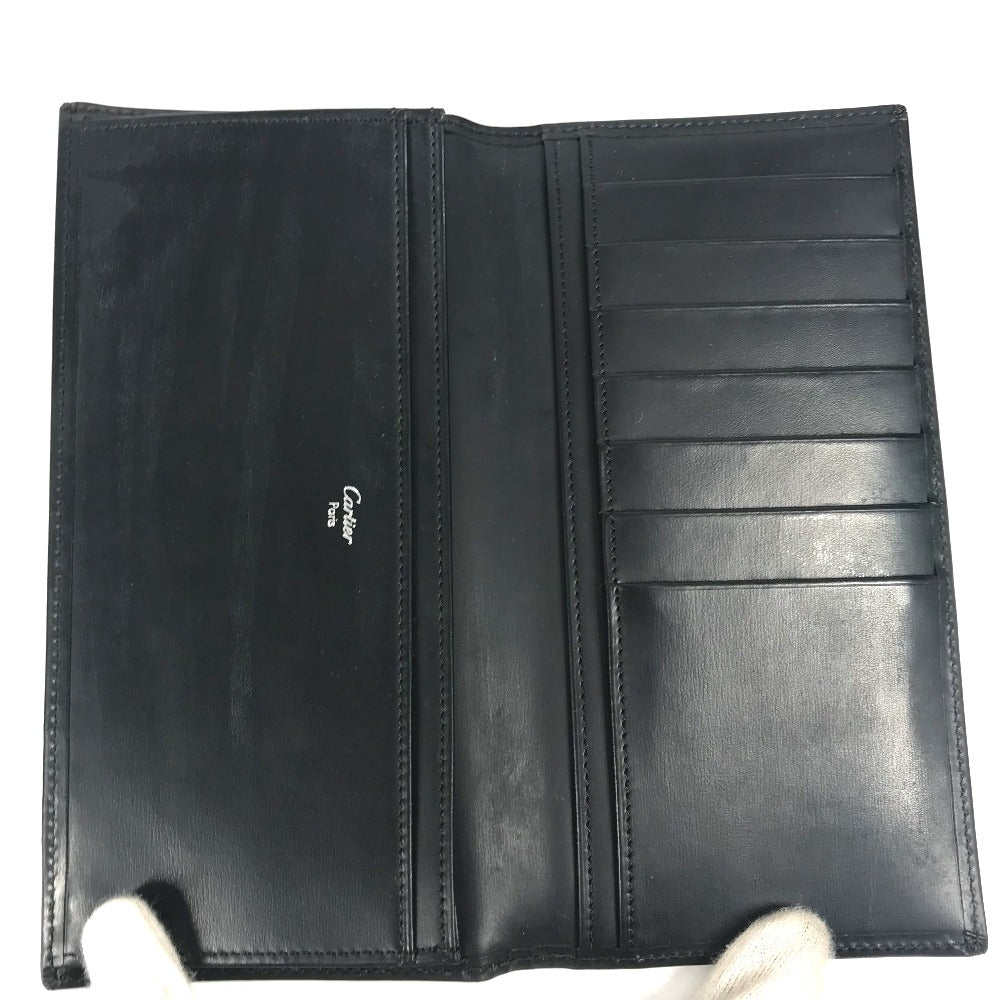 CARTIER マストライン ロゴ 札入れ 小物 財布 二つ折り ロングウォレット 長財布 レザー ユニセックス ブラック