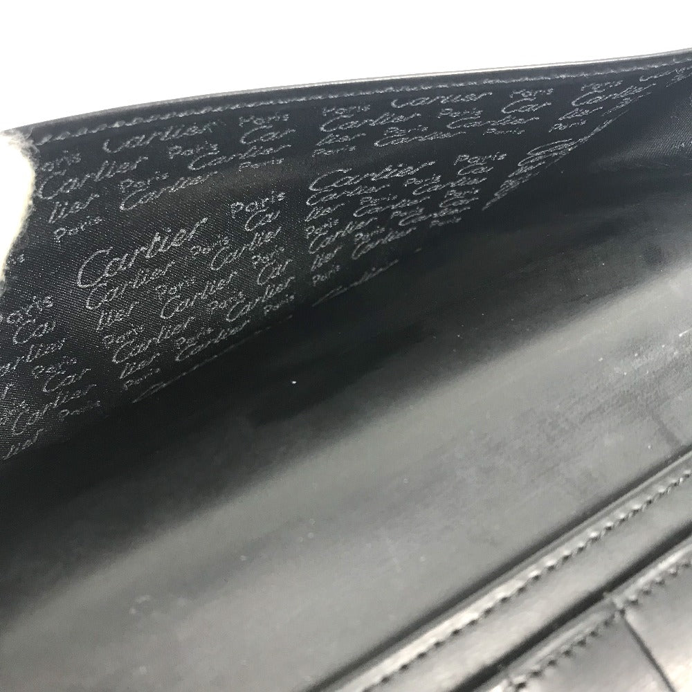 CARTIER マストライン ロゴ 札入れ 小物 財布 二つ折り ロングウォレット 長財布 レザー ユニセックス ブラック