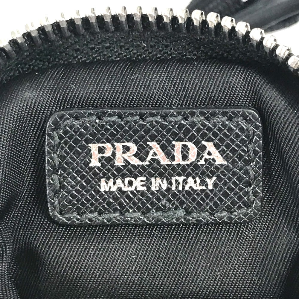 PRADA Triangle Logo Plated Smartphone Pouch iPhone Case with Neck Strap, Nylon, Unisex, Black