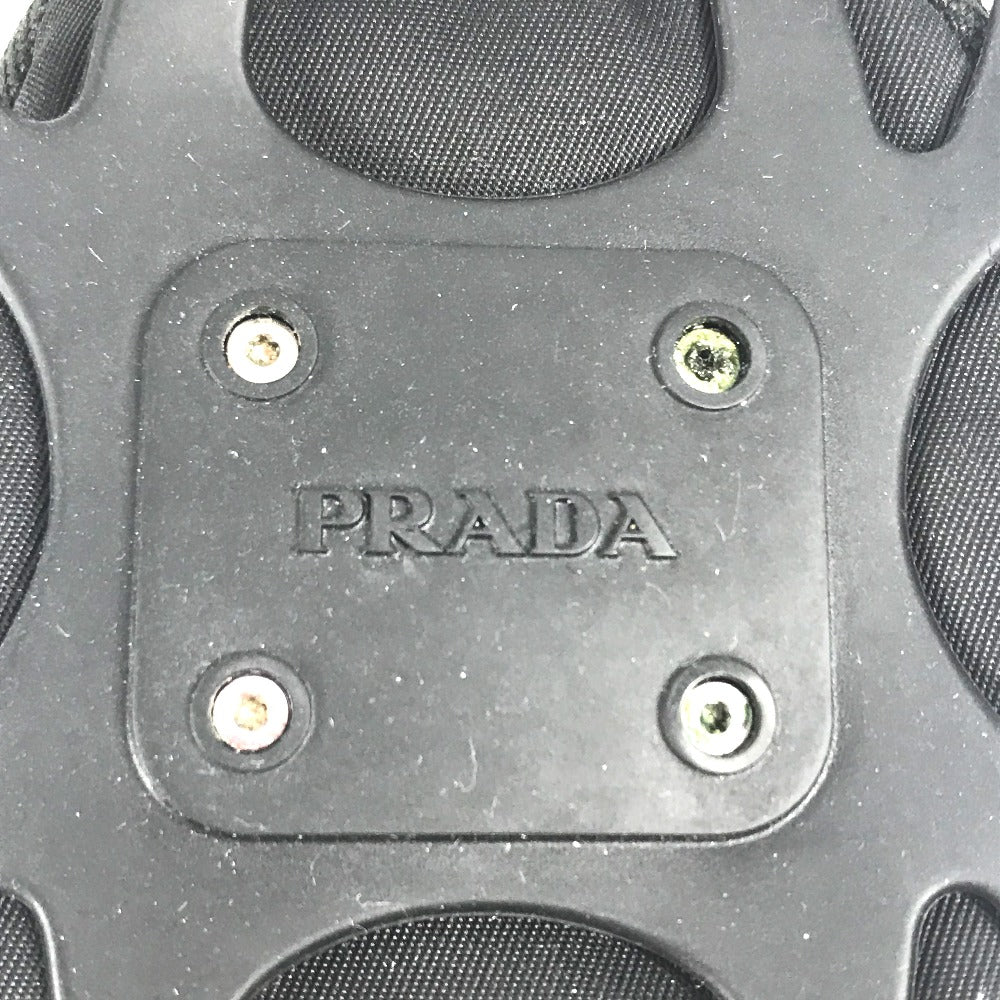 PRADA Triangle Logo Plated Smartphone Pouch iPhone Case with Neck Strap, Nylon, Unisex, Black