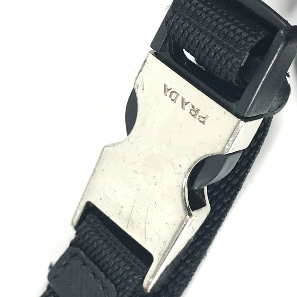 PRADA Triangle Logo Plated Smartphone Pouch iPhone Case with Neck Strap, Nylon, Unisex, Black