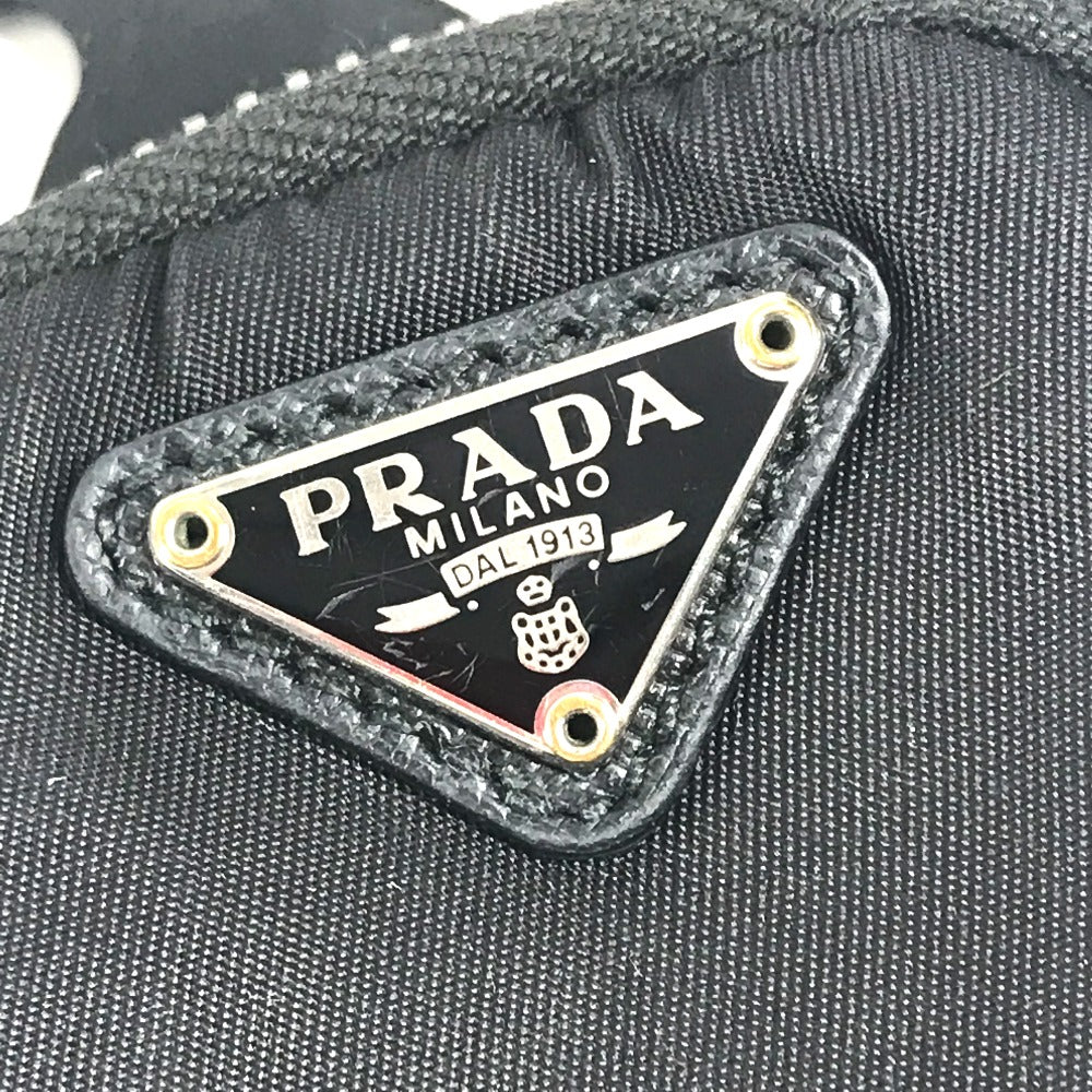 PRADA Triangle Logo Plated Smartphone Pouch iPhone Case with Neck Strap, Nylon, Unisex, Black