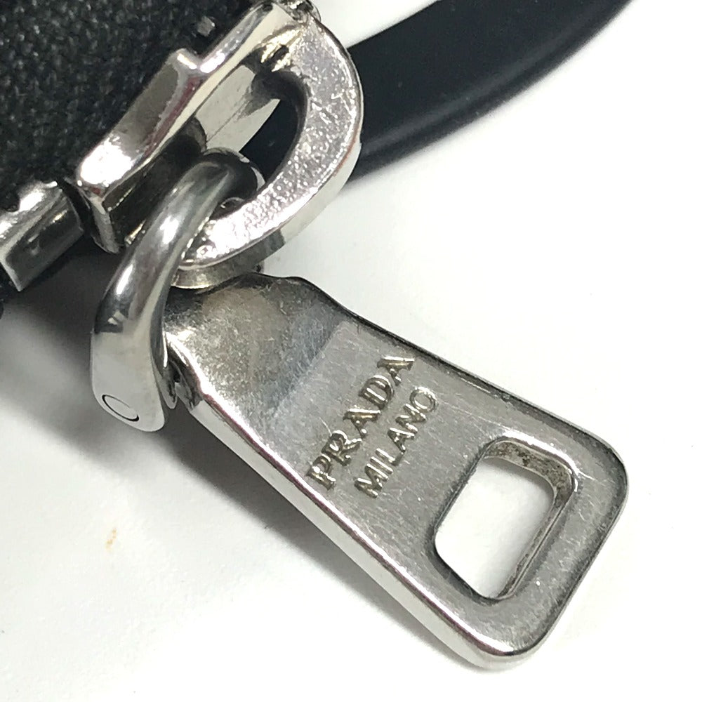 PRADA Triangle Logo Plated Smartphone Pouch iPhone Case with Neck Strap, Nylon, Unisex, Black