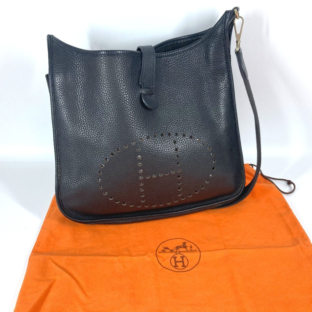 HERMES エブリン 2 GM カバン H パンチングロゴ 斜め掛け ショルダーバッグ トリヨンクレマンス ユニセックス ブラック