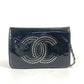 CHANEL 長財布 CC ロゴ ココマーク ラインストーン チェーンウォレット 斜め掛け カバン ポシェット ショルダーバッグ パテントレザー レディース ブラック