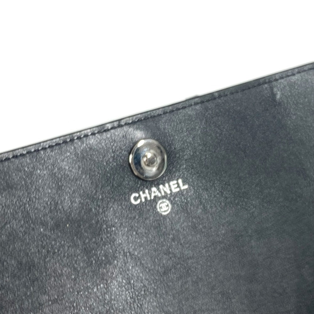 CHANEL 長財布 CC ロゴ ココマーク ラインストーン チェーンウォレット 斜め掛け カバン ポシェット ショルダーバッグ パテントレザー レディース ブラック