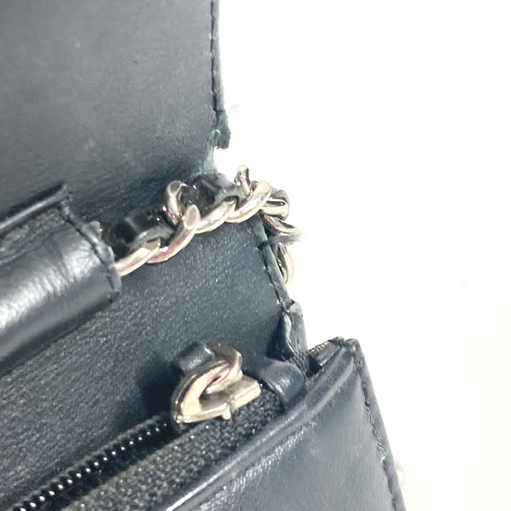 CHANEL 長財布 CC ロゴ ココマーク ラインストーン チェーンウォレット 斜め掛け カバン ポシェット ショルダーバッグ パテントレザー レディース ブラック