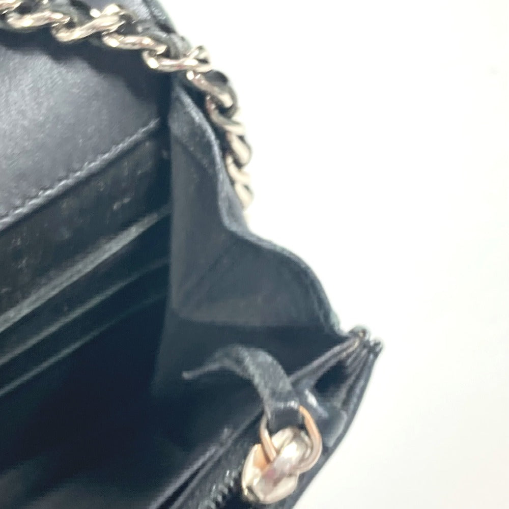 CHANEL 長財布 CC ロゴ ココマーク ラインストーン チェーンウォレット 斜め掛け カバン ポシェット ショルダーバッグ パテントレザー レディース ブラック
