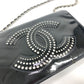 CHANEL 長財布 CC ロゴ ココマーク ラインストーン チェーンウォレット 斜め掛け カバン ポシェット ショルダーバッグ パテントレザー レディース ブラック