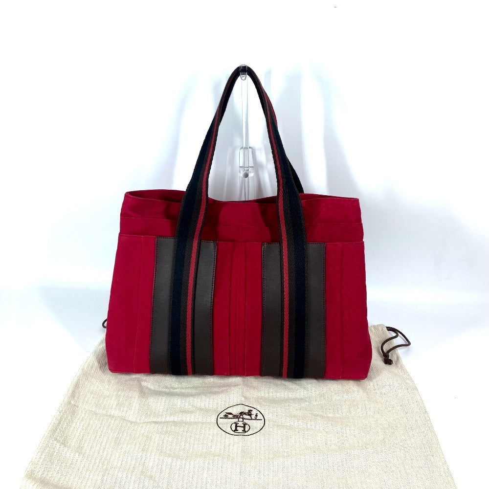 HERMES トロカホリゾンタル MM カバン トートバッグ 肩掛け ショルダーバッグ キャンバス ユニセックス レッド