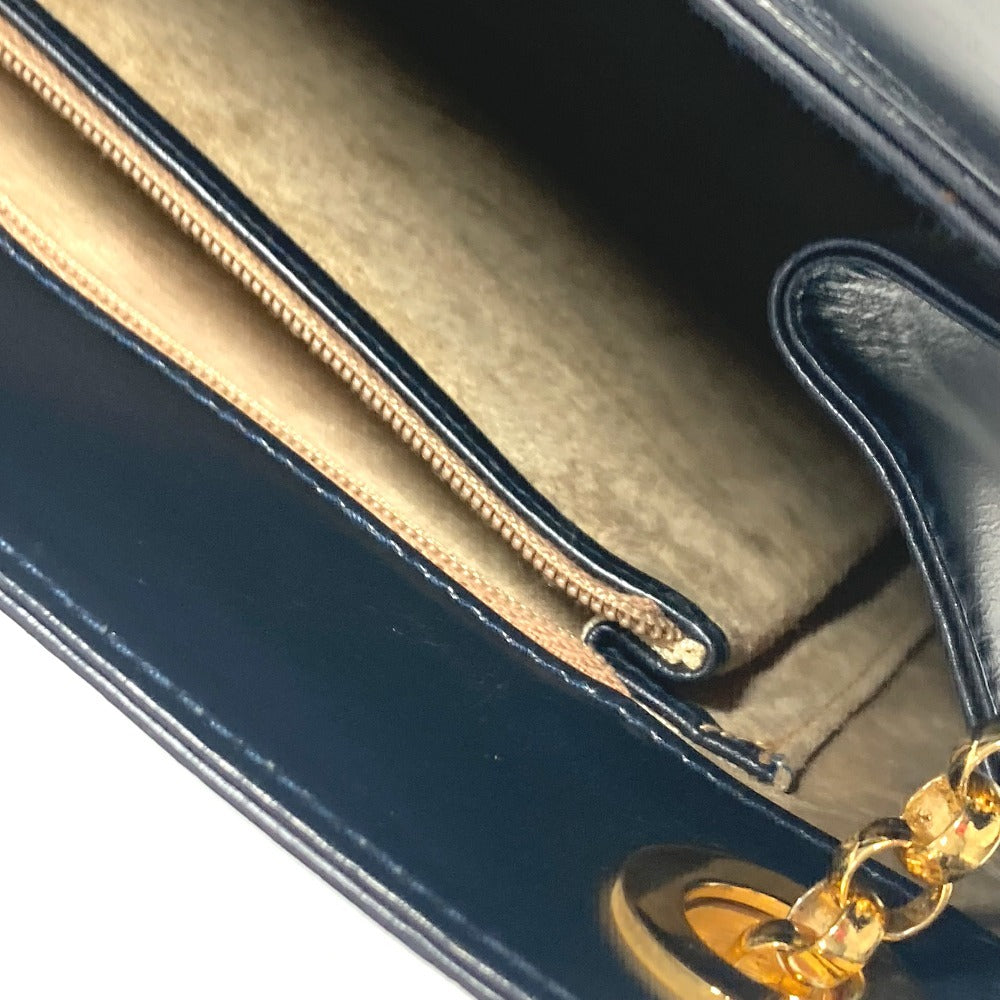 TIFFANY&Co. ラウンドロゴ ビッグ カバン Wチェーンバッグ トートバッグ ショルダーバッグ レザー レディース ネイビー