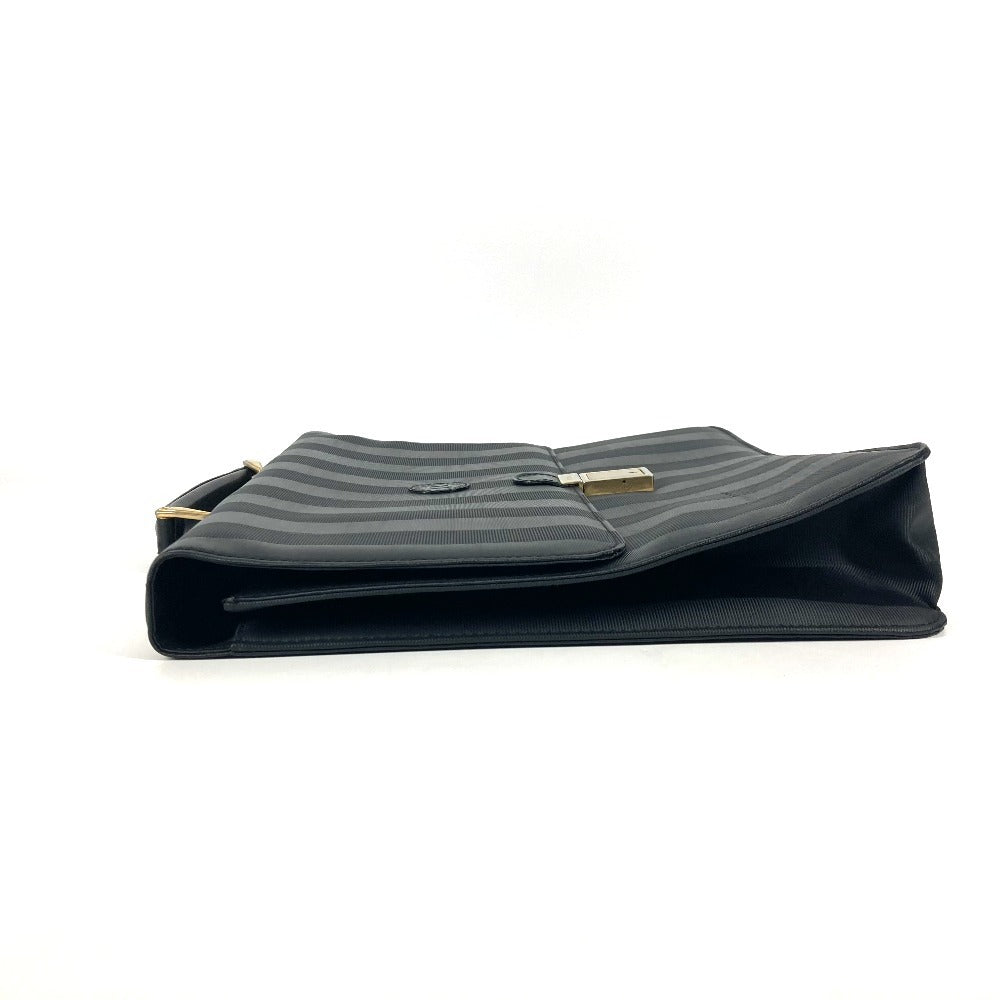 FENDI ヴィンテージ ペカン ロゴ トートバッグ ハンドバッグ ブリーフケース ビジネスバッグ PVC/レザー ユニセックス ブラック